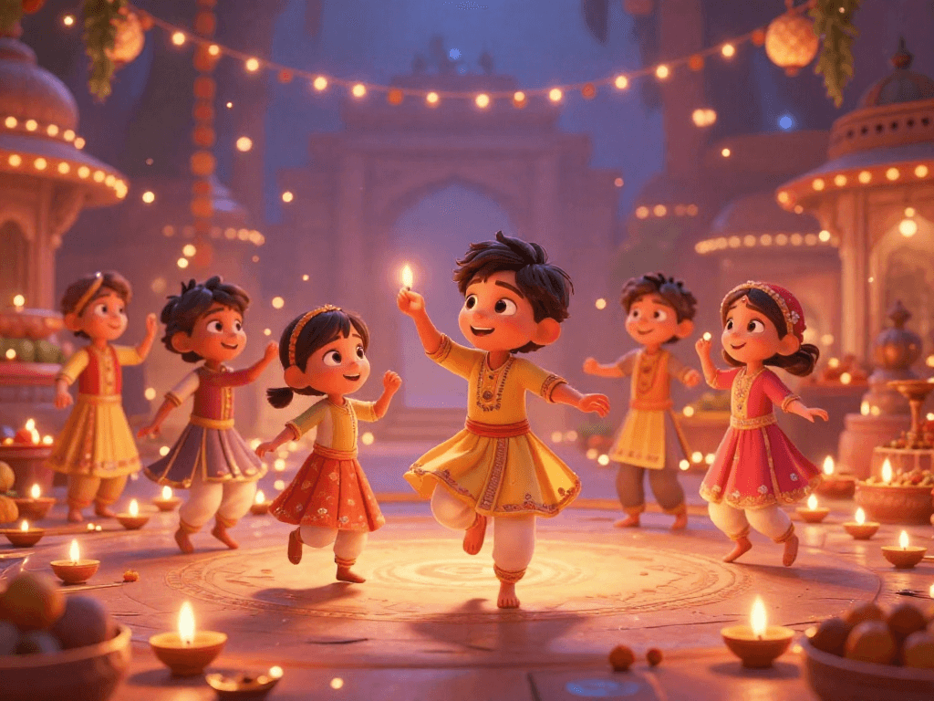 Kids celebrating Diwali