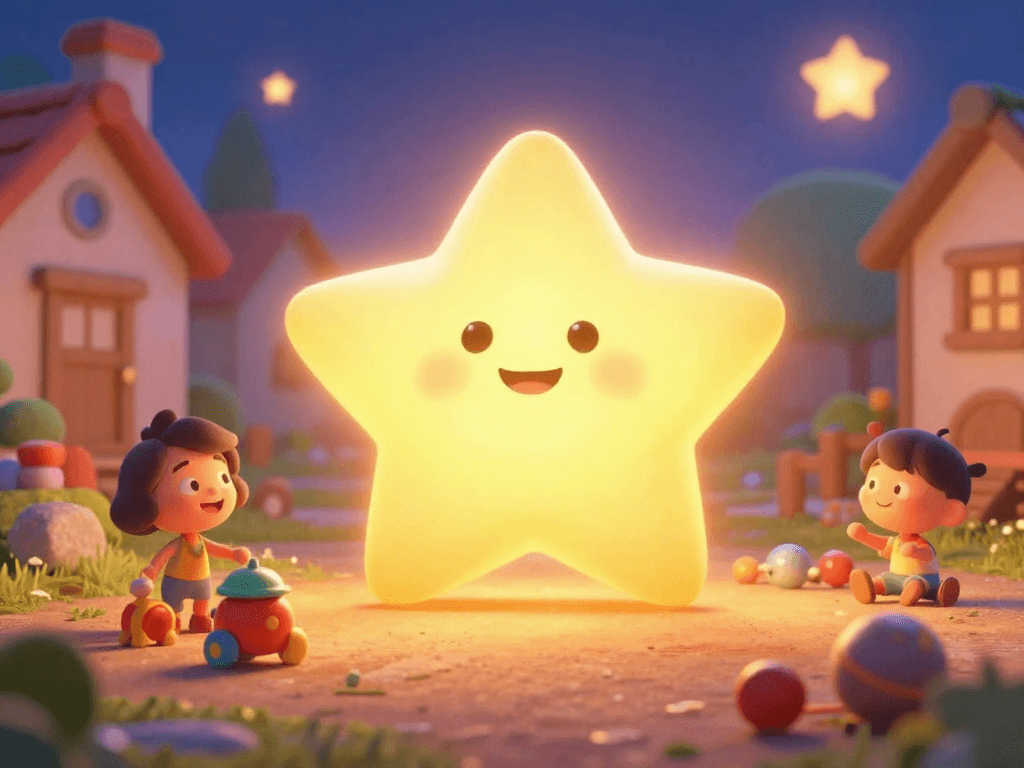 Children around a glowing star